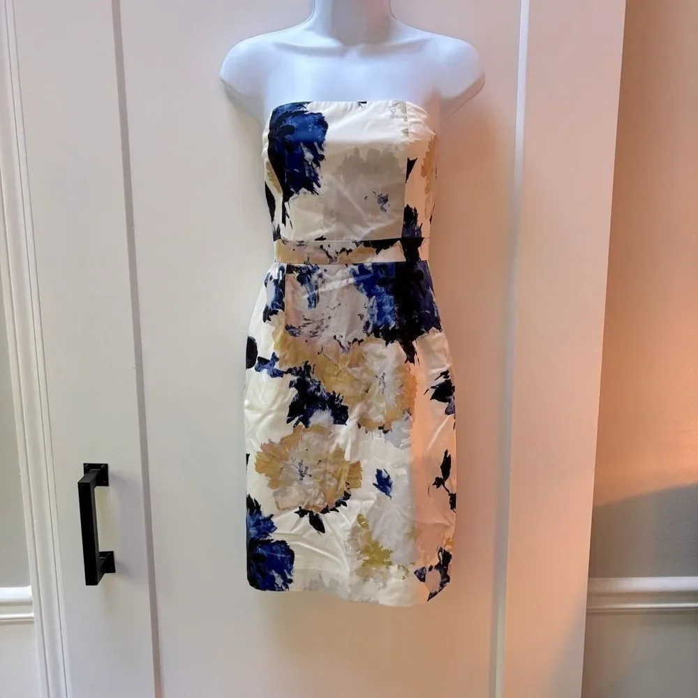 J.Crew Strapless Floral Cotton Dress – Size 4